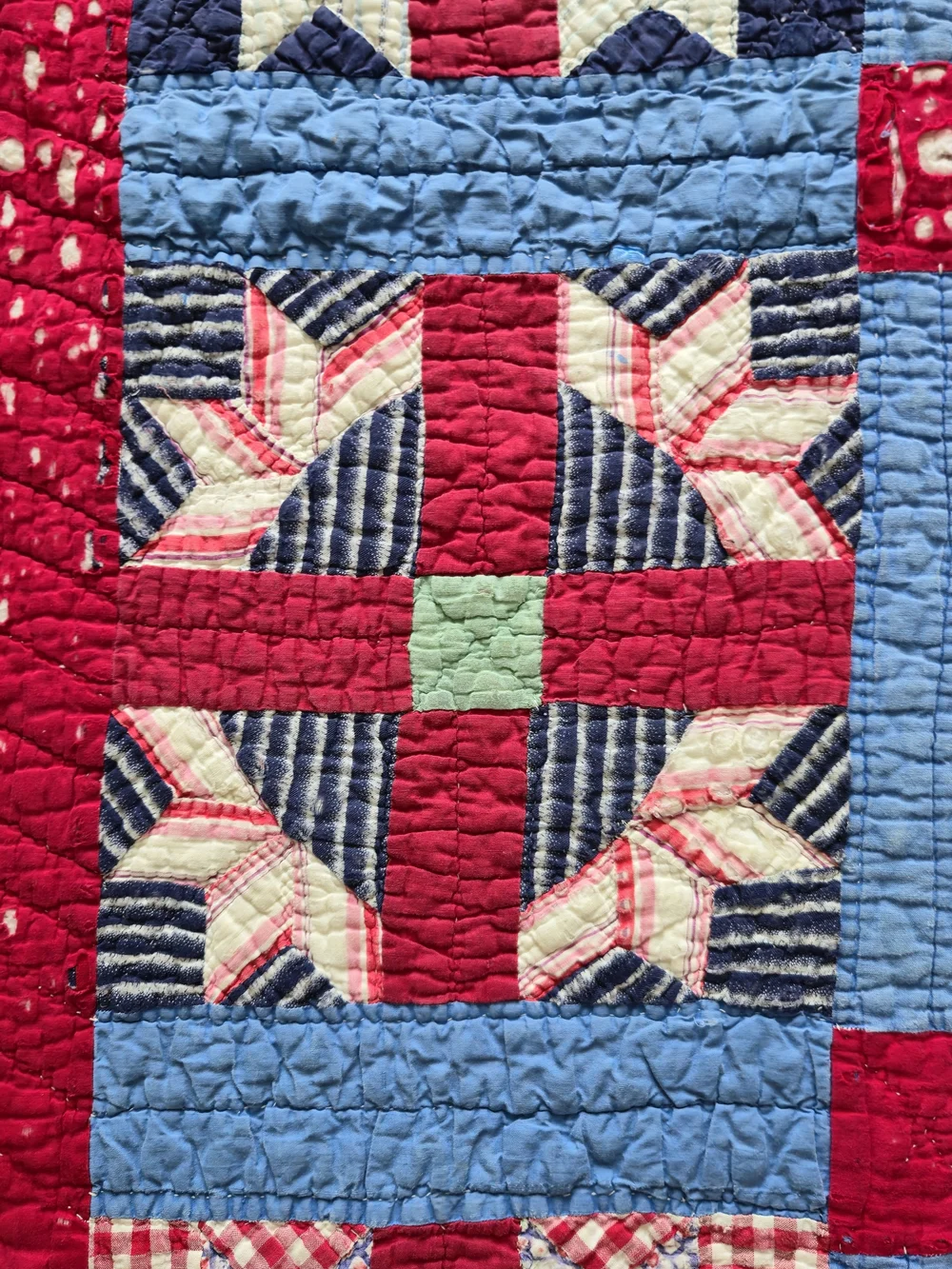 Vintage 1930s-40s Feedsack Churn Dash Cutter Quilt